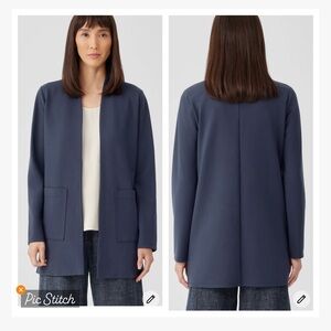 Eileen Fisher Flex Ponte High Collar Jacket in Ocean